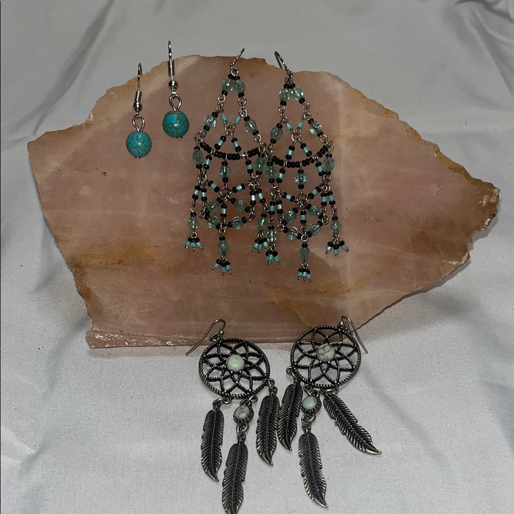 Set of 3 Bohemian Dreamcatcher/Western Earrings